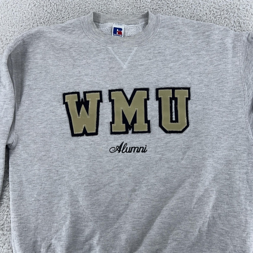 Vintage Western Michigan‎ Alumni CROPPED Medium 90s Russell Athletic Sweatshirt